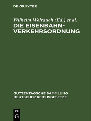 cover image of Die Eisenbahn-Verkehrsordnung